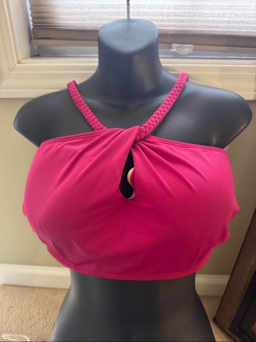 Shade & Shore Braided Neck Hot Pink Swim Top